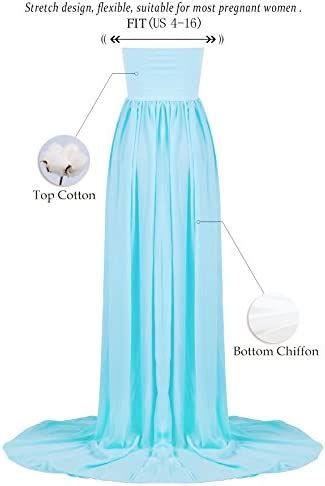 Mommy Jennie Blue Maternity Off Shoulder Tube Chiffon Gown Split Front