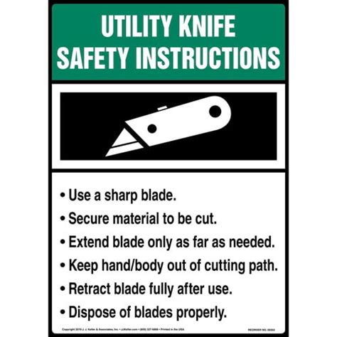 Utility Knife Safety Instructions Employee Awareness Poster