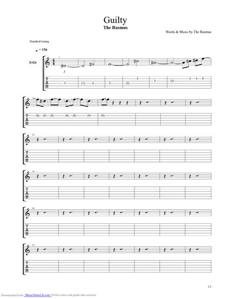 Guilty Guitar Pro Tab By The Rasmus