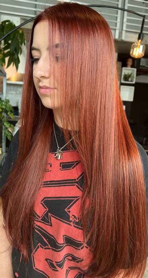 40 Copper Hair Color Ideas Thatre Perfect For Fall Front Layered Red Copper Long Hair