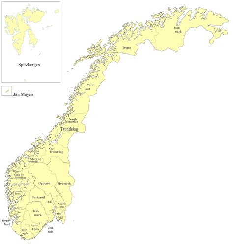 Norwegen Karte Mit Regionen Landkarten Mit Provinzen