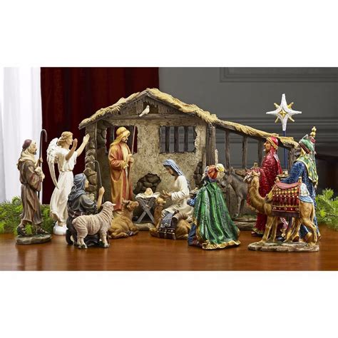 Nativity Set Indoor Christmas Holiday Scene Resin Decor T 19 Pcs 7