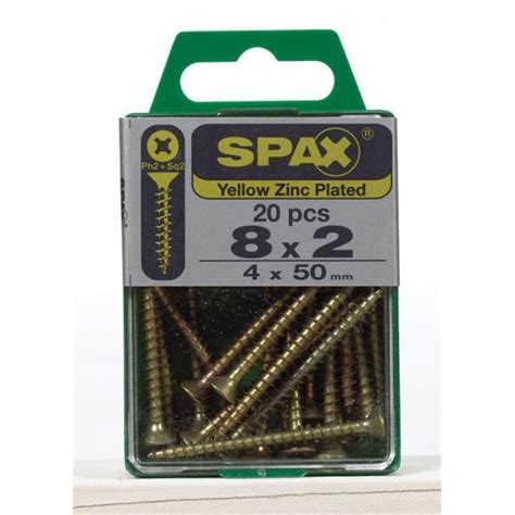 Spax 4101020400502 8 X 2 In Multi Material Yellow Flat Head Spax