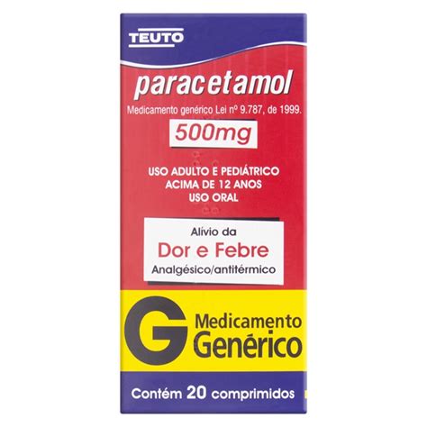 paracetamol teuto 500mg caixa com 20 comprimidos teuto