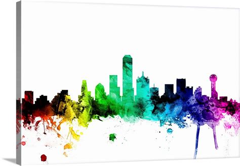 Dallas Texas Skyline Rainbow Wall Art Canvas Prints Framed Prints