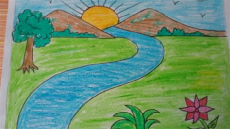 How To Draw A Mountain Landscape For Kids