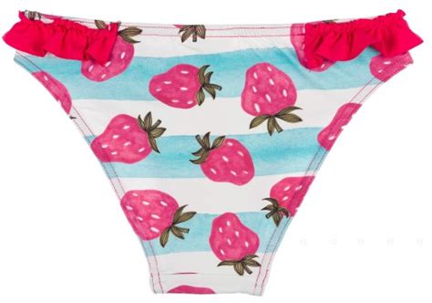 Maricruz Moda Infantil Girls Light Blue And Pink Strawberry Bikini With