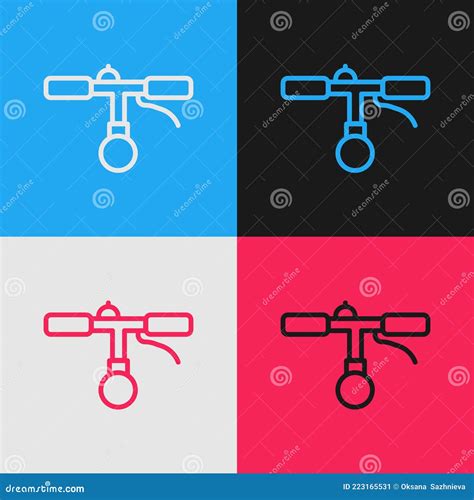 Pop Art Line Bicycle Handlebar Icon Isolated On Color Background