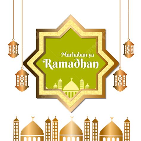 Marhaban Ya Ramadhan Carte De Voeux Graphiques Vectoriels Pour Bannière Sur Fond Transparent Png