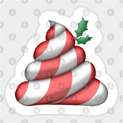 Christmas Candy Cane Poop Emoji Christmas Poop Emoji Sticker