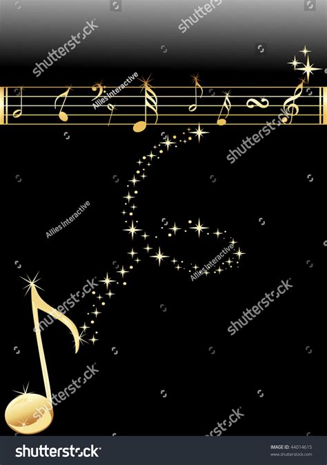 Black Background Shiny Musical Notes Stock Vector Royalty Free