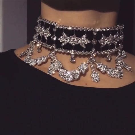 Crystal Rhinestone Choker Necklace Velvet Statement Necklace