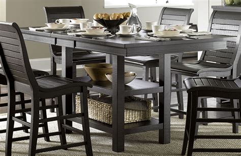 Willow Distressed Black Rectangular Counter Height Dining Room Set From