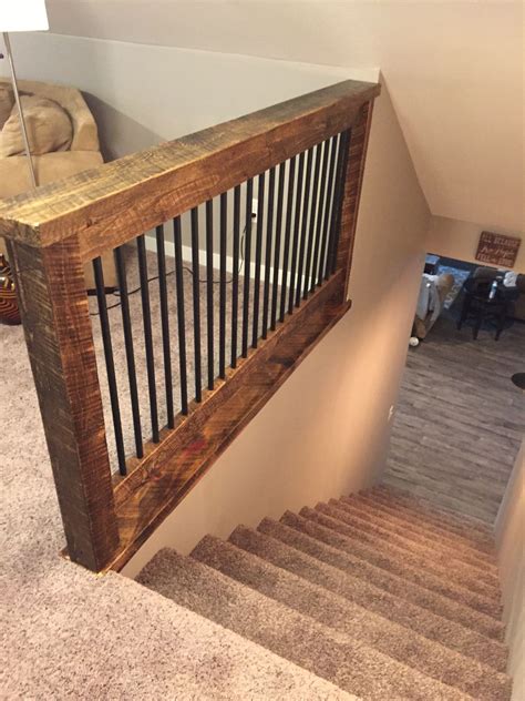 Straight Rail Rustic House Rustic Stairs Home Remodeling