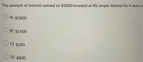Answered The Amount Of Interest Earned On 5000 Invested Math