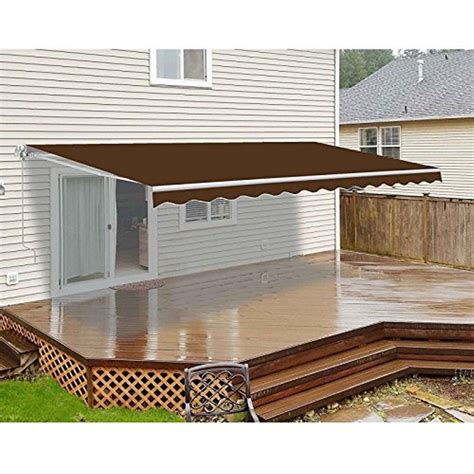 Aleko 10 Ft Manual Patio Retractable Awning 96 In Projection In