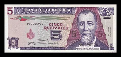 Guatemala 5 Quetzales 1991 Pick 74b Sc Unc NumismÁtica La Lonja