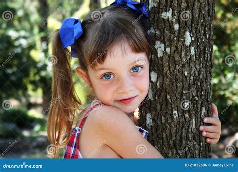 Cute Girl Hugging Tree Stock Photo Image Of Closeup 21832606