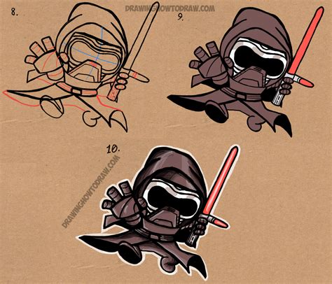 How To Draw Cute Chibi Cartoon Kylo Ren From Star Wars The Force