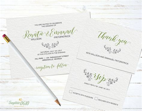 Printable Wedding Invitation Suite Simple Wedding Invitation Etsy