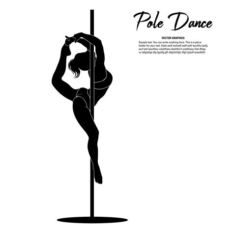 Sexy Pole Dancer Girl Hanging From Pole Isolated On White Background Vector Illustration