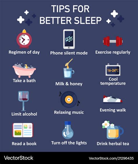 Tips For Better Sleep Flat Icon Set Royalty Free Vector