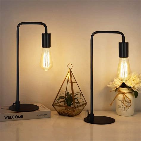 Haitral Modern Table Lamps Industrial Nightstand Lamps Set Of 2