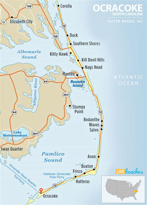 Map Of Ocracoke Island North Carolina Live Beaches