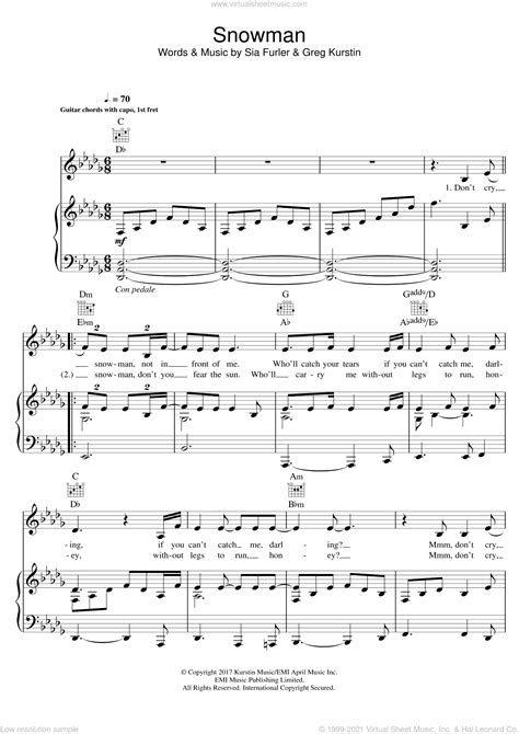 Snow, 'till death we'll be freezing. The Greatest Sia Piano Sheet Music Free - Epic Sheet Music