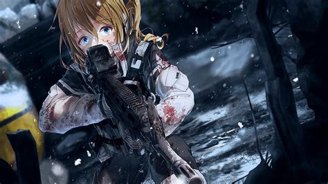 1920x1080 Anime Girl Military Scared Expression Anime 1920x1080 Hd