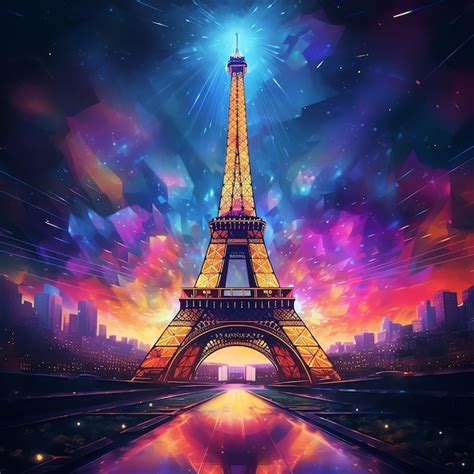 Colorful Eiffel Tower Background