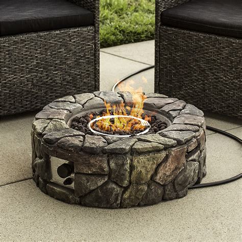 Best Choice Products Home Outdoor Patio Natural Stone Gas Fire Pit For