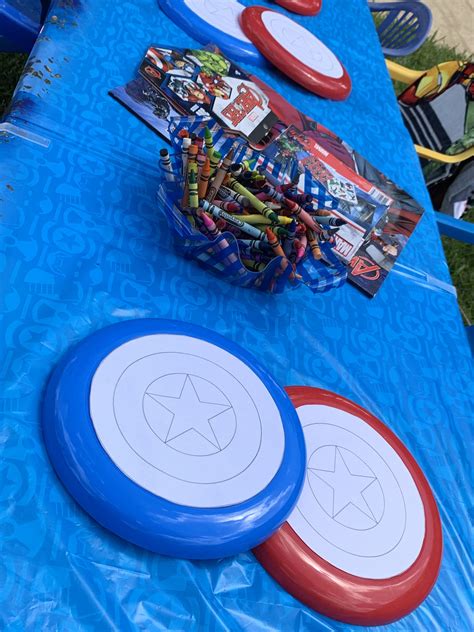 create your own captain america shield with a frisbee avengers theme birthday avengers themed