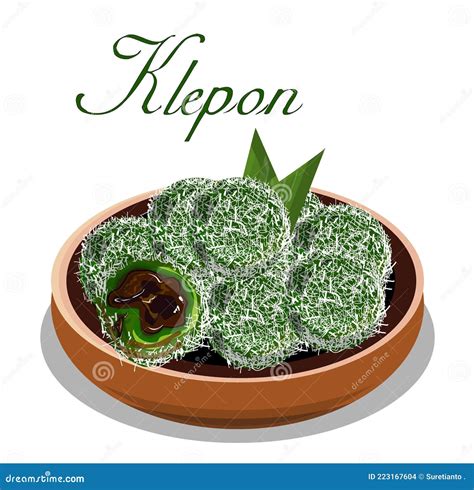 Klepon Or Indonesian Stuffed Pandanus Rice Balls Cartoon Vector