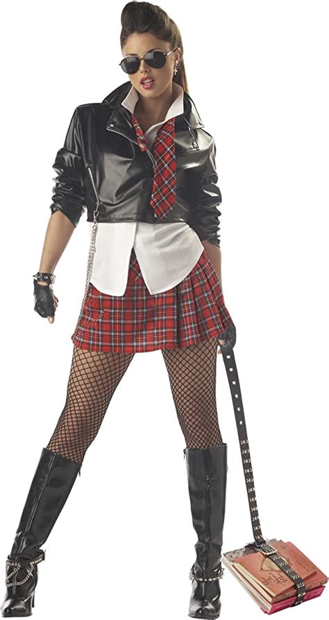 Womens 80s Rock Chick Adult Halloween Costume Clothing Shoes Jewelry