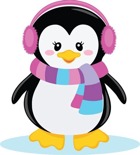 Girl Penguin With Scarf Clip Art Penguin Craft Cute Penguins