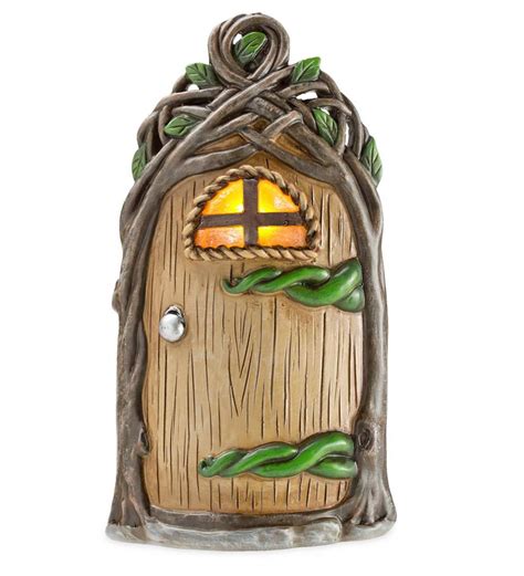 Lighted Fairy Door Garden Accent Ladder Wind And Weather Clay