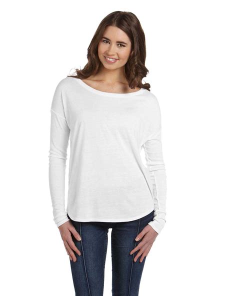 Bella Canvas 8852 Ladies Flowy Long Sleeve T Shirt With 2x1 Sleeves