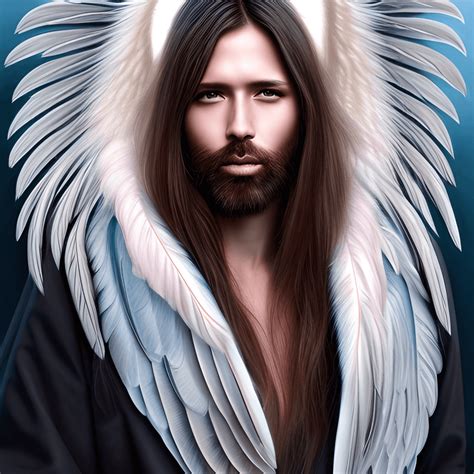 Amazing Hyper Realistic Long Haired Angel Man · Creative Fabrica