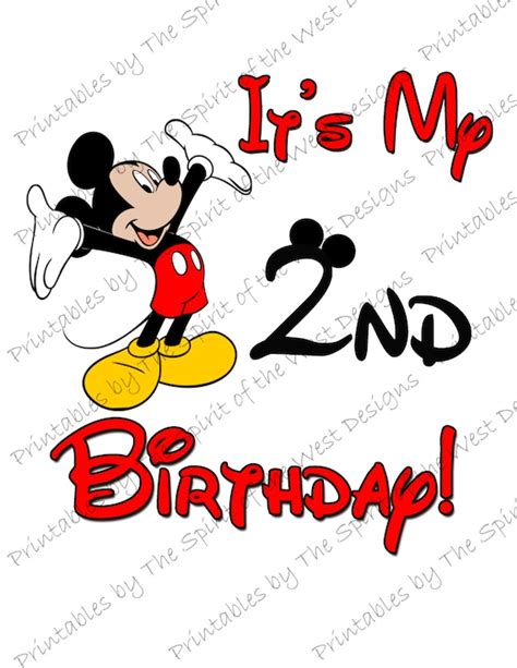 Its My Second Birthday Mickey Mouse Image Use As Etsy