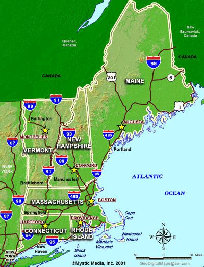 State Maps Of New England Maps For Ma Nh Vt Me Ct Ri England