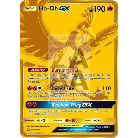 Know which are the rarest pokémon. GOLD Ho-Oh GX Secret Rare Custom Pokemon Card - ZabaTV