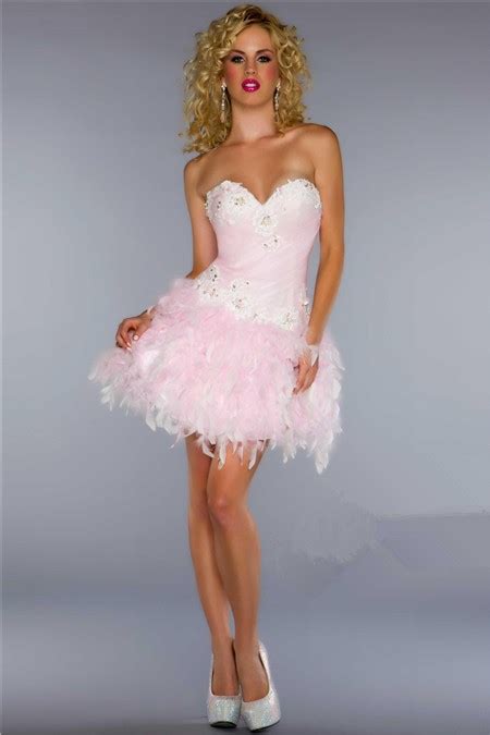 Elegant Ball Sweetheart Short Mini Light Pink Feather Cocktail Prom Dress