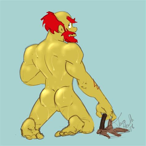 Rule 34 Ass Beard Butt Facial Hair Groundskeeper Willie Hearth Taro Human Male Male Only Nude