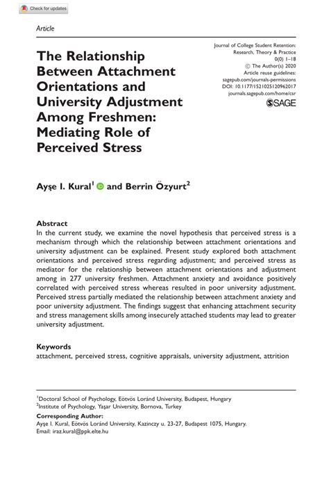 Pdf Mediating Role Of Perceived Stress