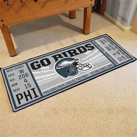 Philadelphia Eagles 30 X 72 Ticket Runner Area Rug Floor Mat Nfl