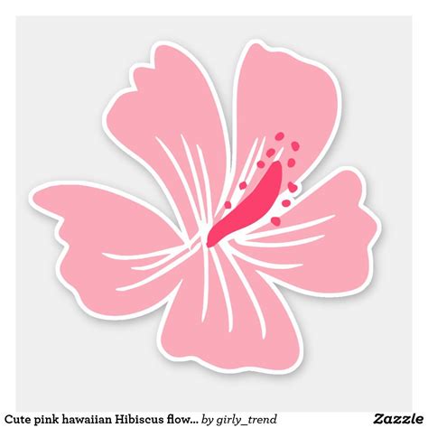 Cute Pink Hawaiian Hibiscus Flower Illustration Sticker Zazzle Com In