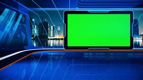 News 23 Broadcast Tv Studio Green Screen Background Loopable Images