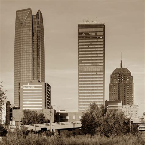 Oklahoma City Skyline Square Sepia Photograph By Gregory Ballos Fine