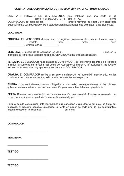 Contrato Compra Venta Y Carta Responsiva Doc Document Kulturaupice